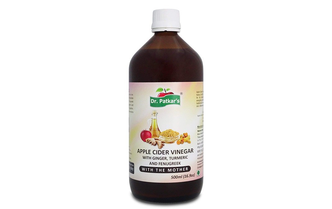 Dr. Pathkar's Apple Cider Vinegar With Ginger, Turmeric and Fenugreek (With the Mother)   Glass Bottle  500 millilitre